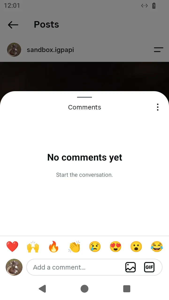 An empty comments sheet