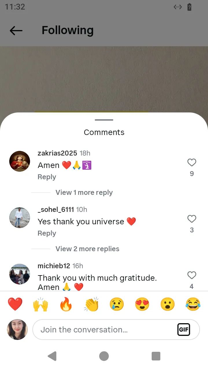 The comments sheet over the post