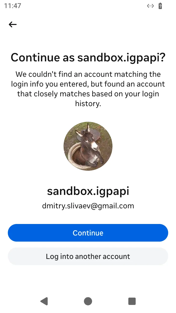 The app offers the close match of a username