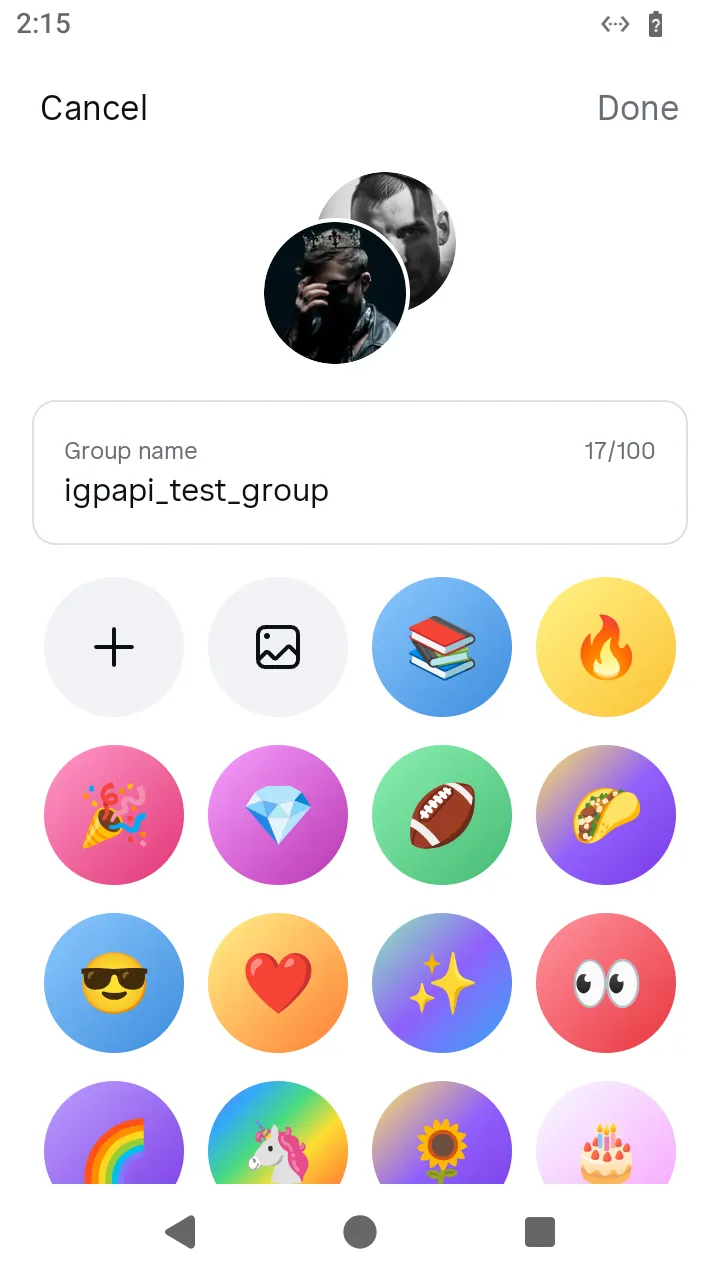 The group name editor